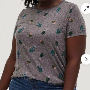 Torrid Vintage Burnout Airy Gray Cactus Tee Plus Size 6X Classic Fit